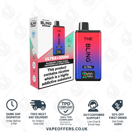 The Crystal Bling Ultra Plus 30k Prefilled Vape Kit Cherry Watermelon & Watermelon Ice