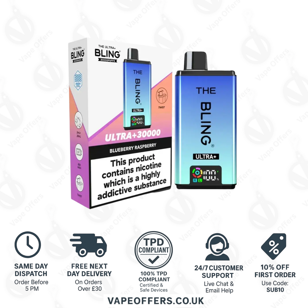 The Crystal Bling Ultra Plus 30k Prefilled Vape Kit Blueberry Raspberry