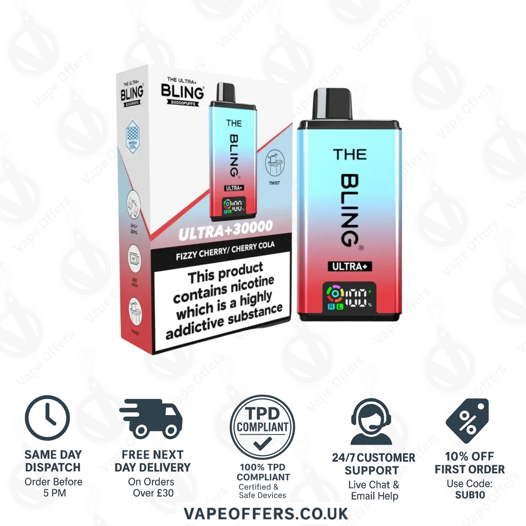 The Crystal Bling Ultra Plus 30k Prefilled Vape Kit Fizzy Cherry & Cherry Cola