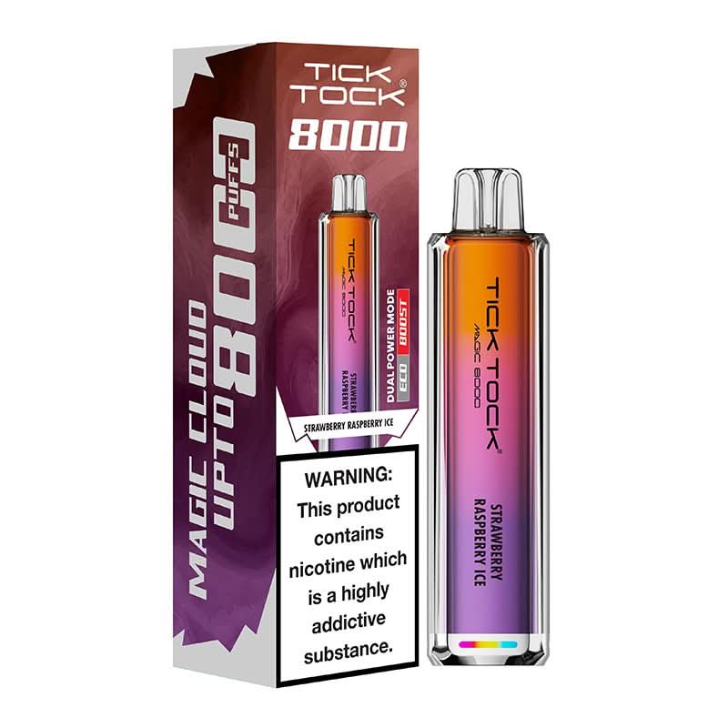 Tick Tock Magic 8000 Puffs Vape -  Strawberry Raspberry Ice 