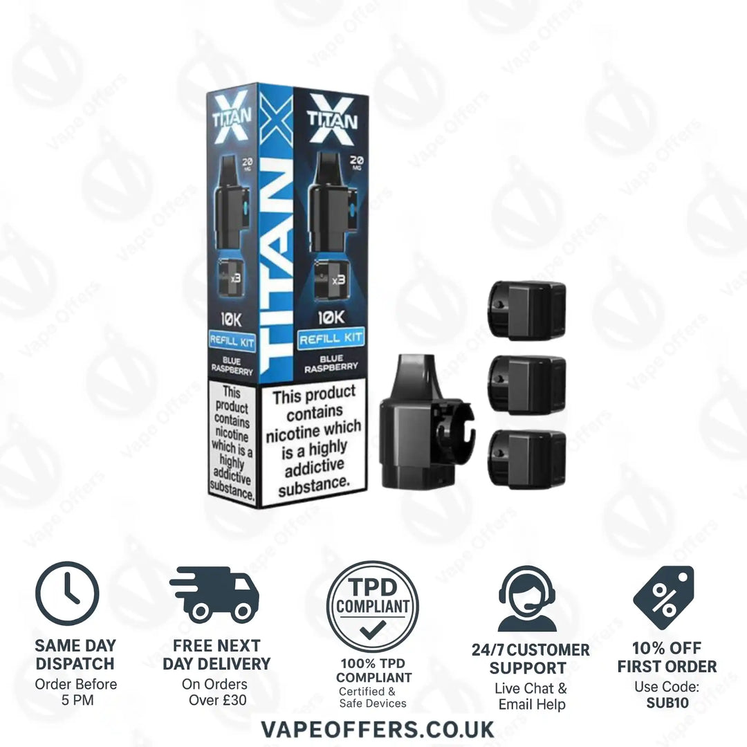Titan X 10K Puffs Prefilled Pod Blue Raspberry