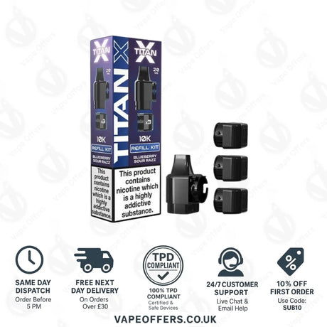 Titan X 10K Puffs Prefilled Pod Blueberry Sour Razz