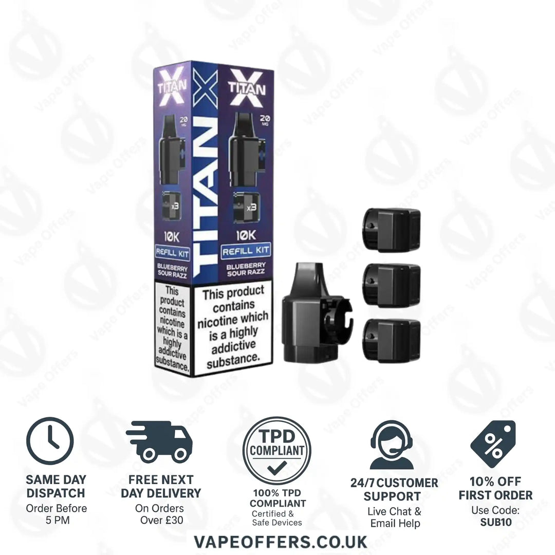 Titan X 10K Puffs Prefilled Pod Blueberry Sour Razz