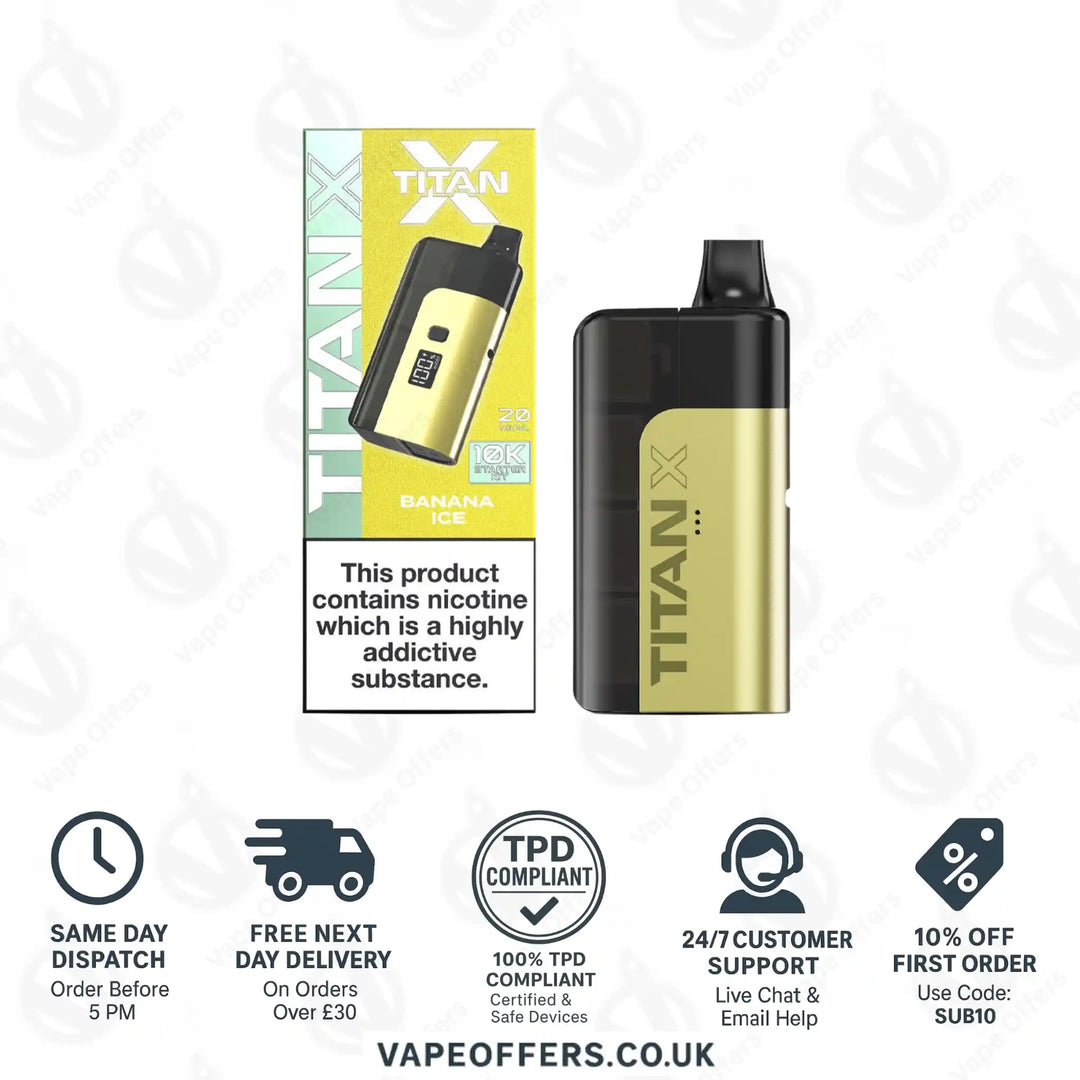 Titan X 10K Puffs Prefilled Pod Kit Banana Ice