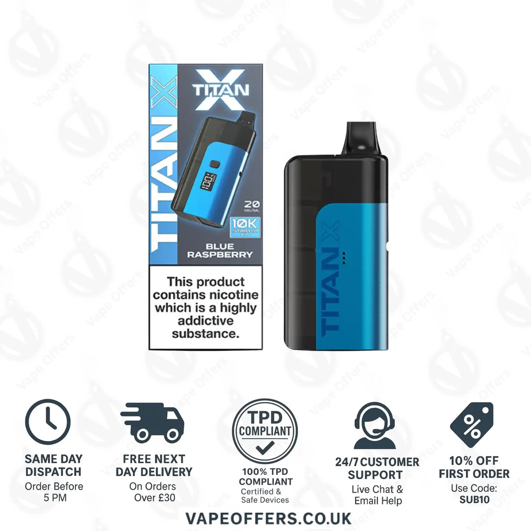 Titan X 10K Puffs Prefilled Pod Kit Blue Raspberry