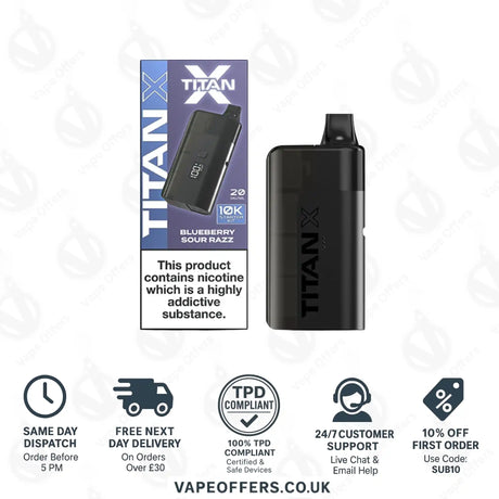 Titan X 10K Puffs Prefilled Pod Kit Blueberry Sour Razz