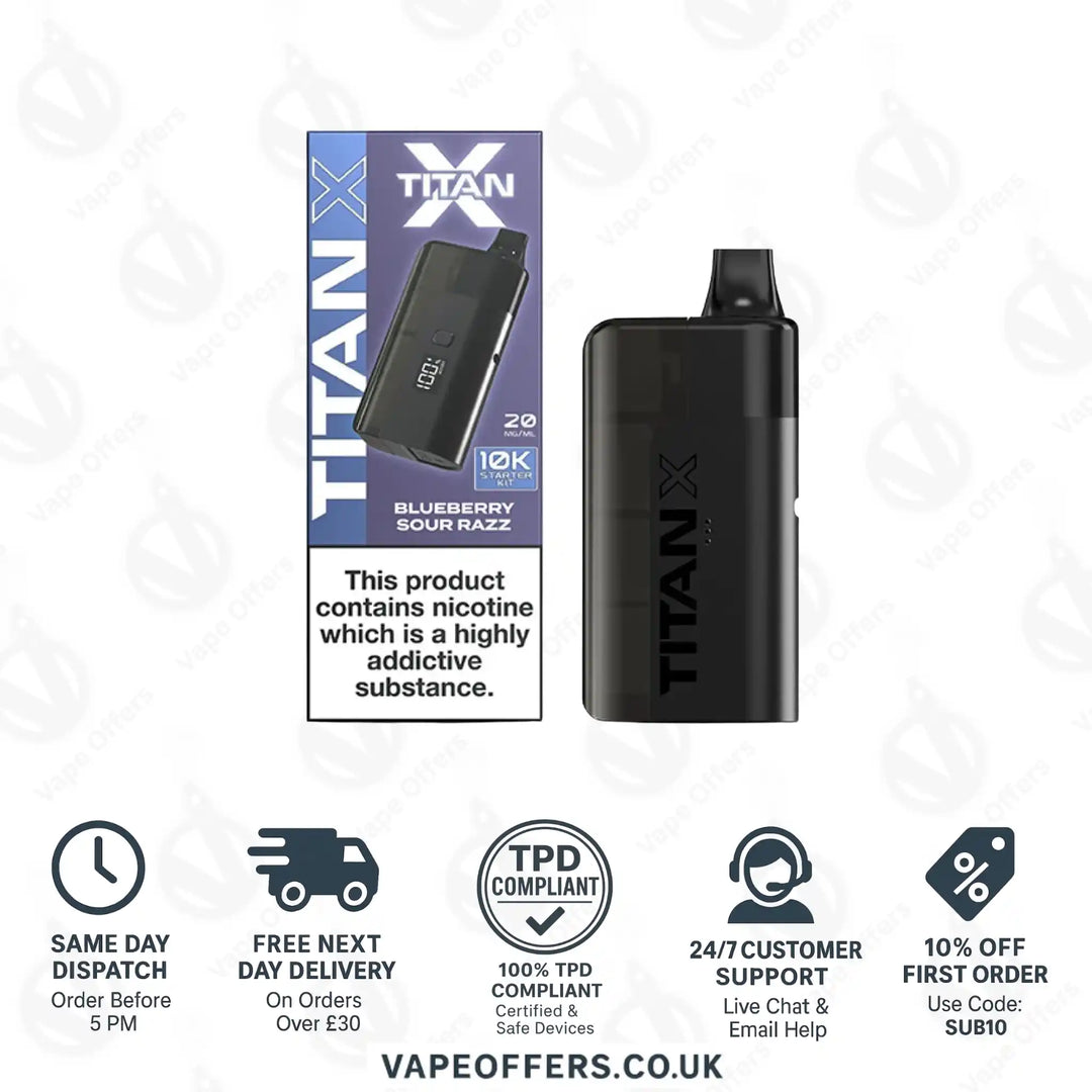 Titan X 10K Puffs Prefilled Pod Kit Blueberry Sour Razz
