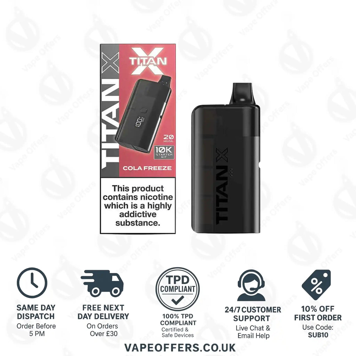 Titan X 10K Puffs Prefilled Pod Kit Cola Freeze