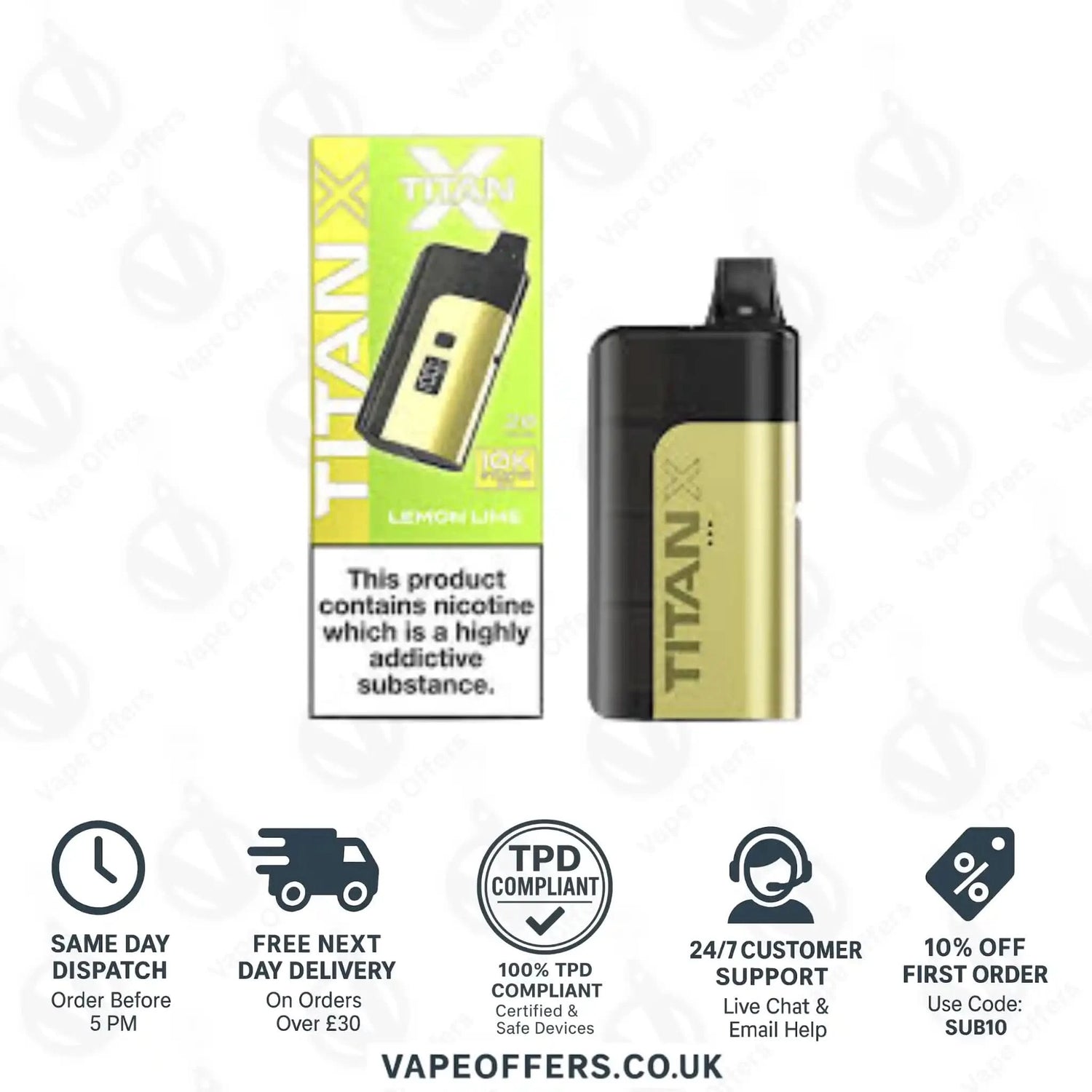 Titan X 10K Puffs Prefilled Pod Kit Lemon Ice 