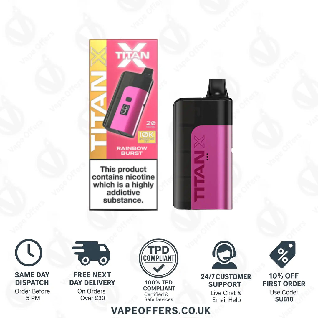 Titan X 10K Puffs Prefilled Pod Kit Rainbow Burst