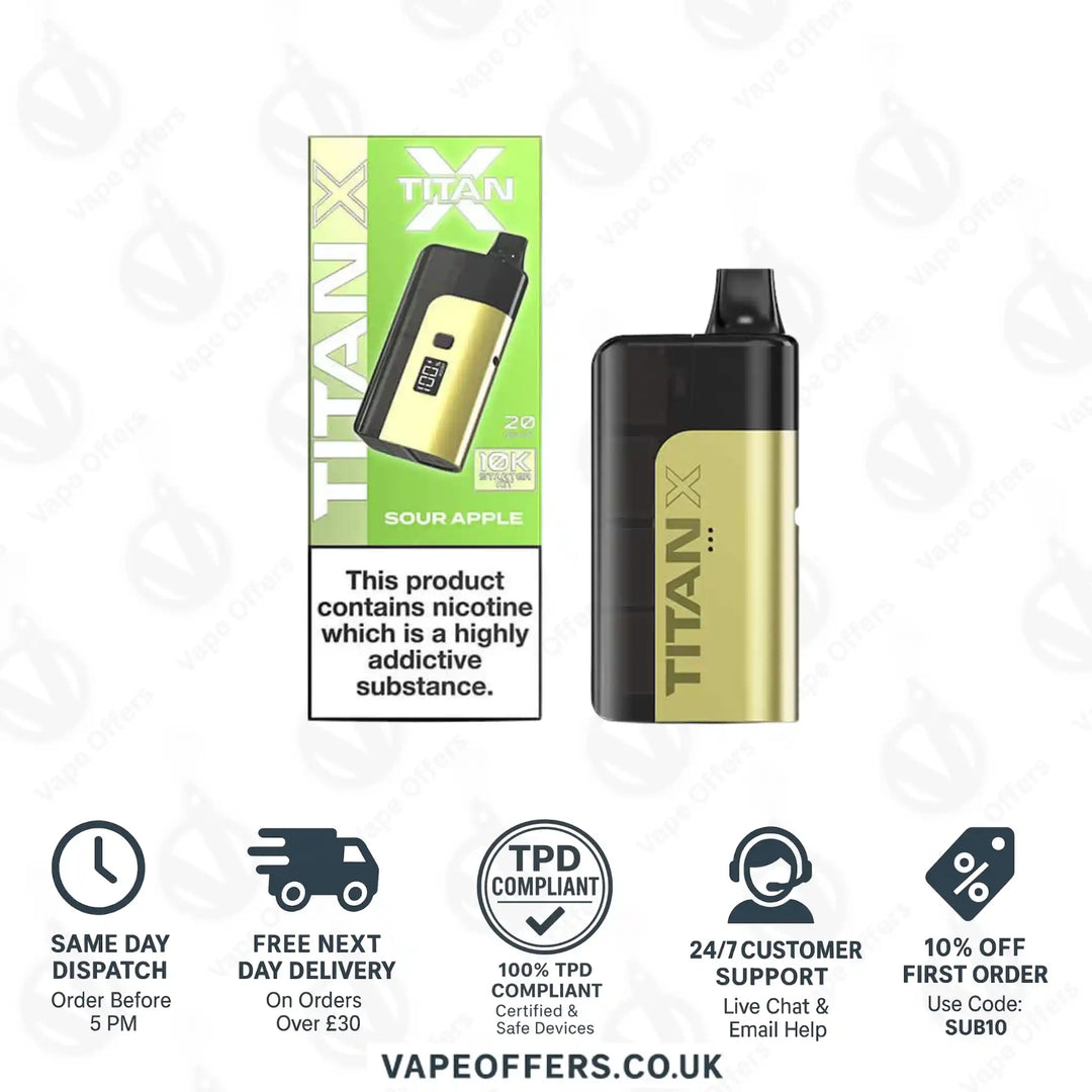 Titan X 10K Puffs Prefilled Pod Kit Sour Apple