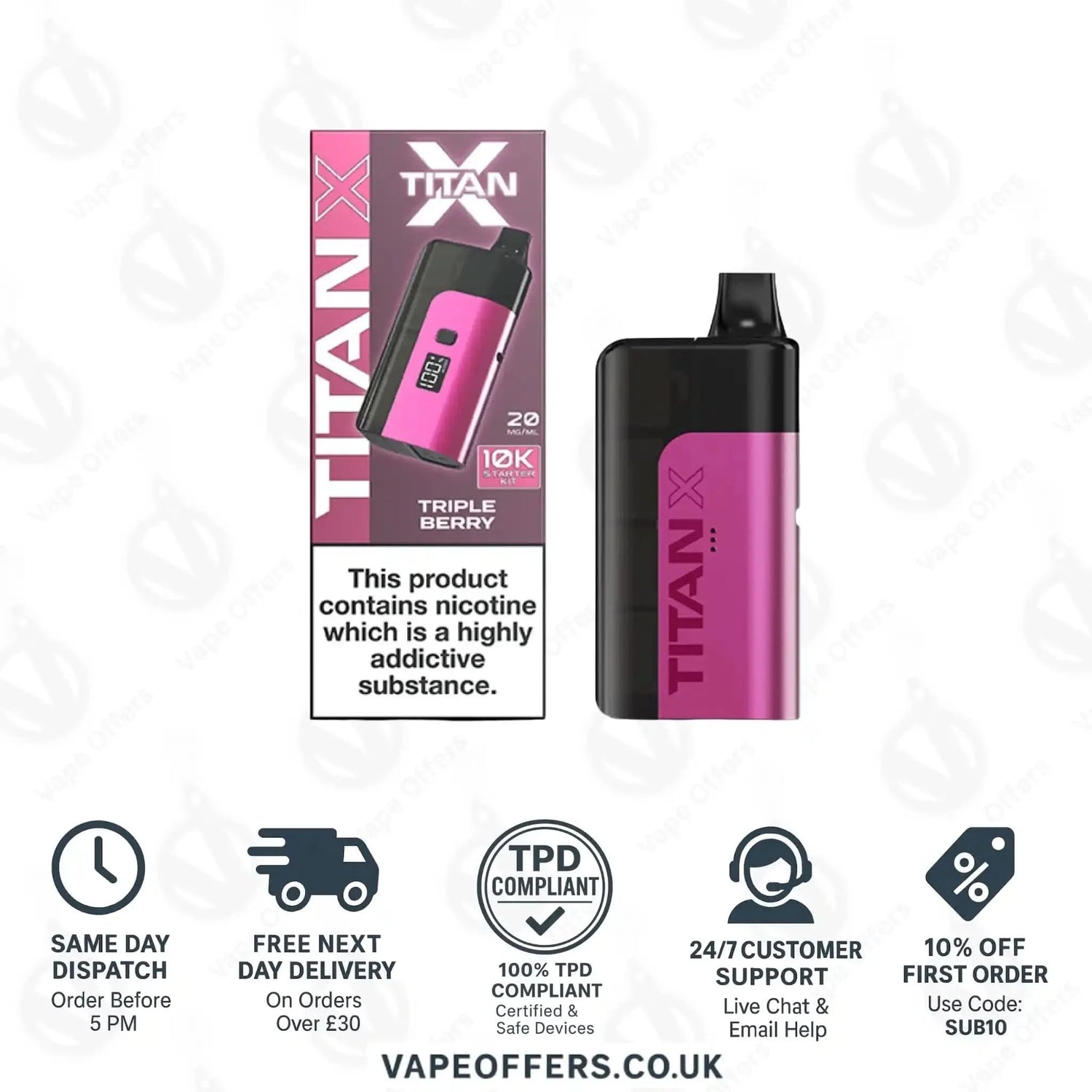 Titan X 10K Puffs Prefilled Pod Kit Triple Berry 