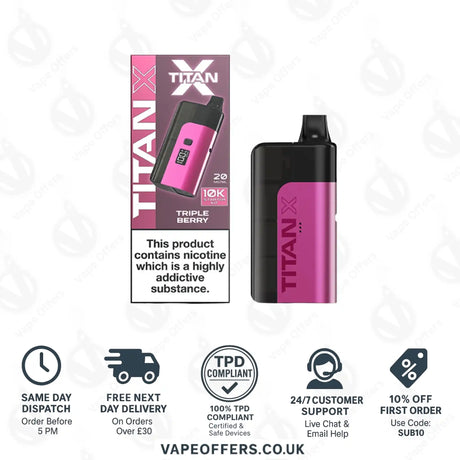 Titan X 10K Puffs Prefilled Pod Kit Triple Berry