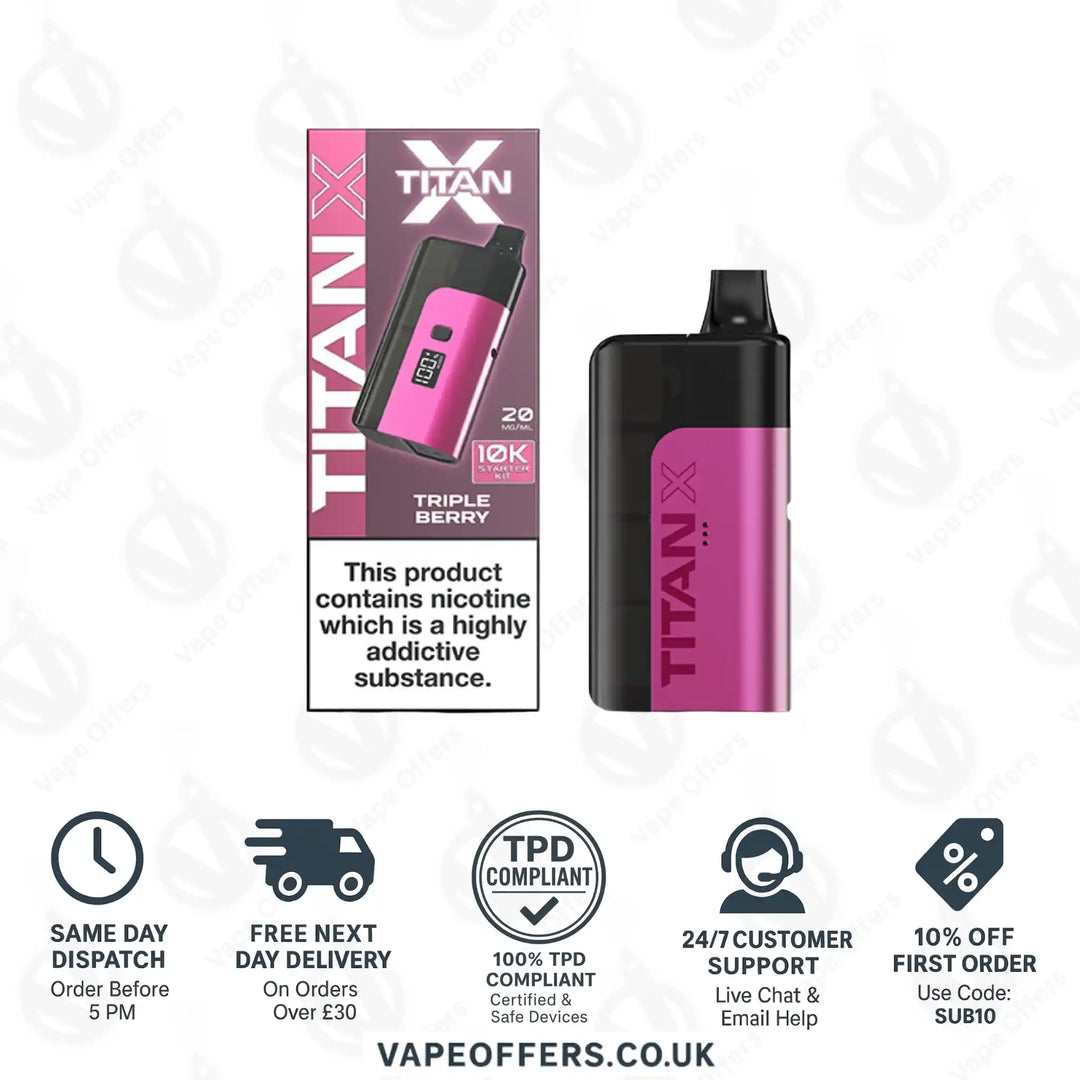 Titan X 10K Puffs Prefilled Pod Kit Triple Berry