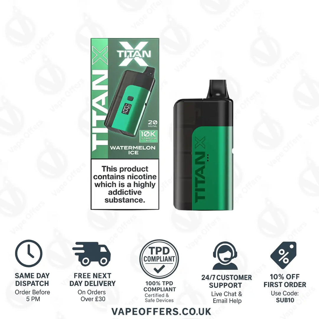 Titan X 10K Puffs Prefilled Pod Kit Watermelon Ice