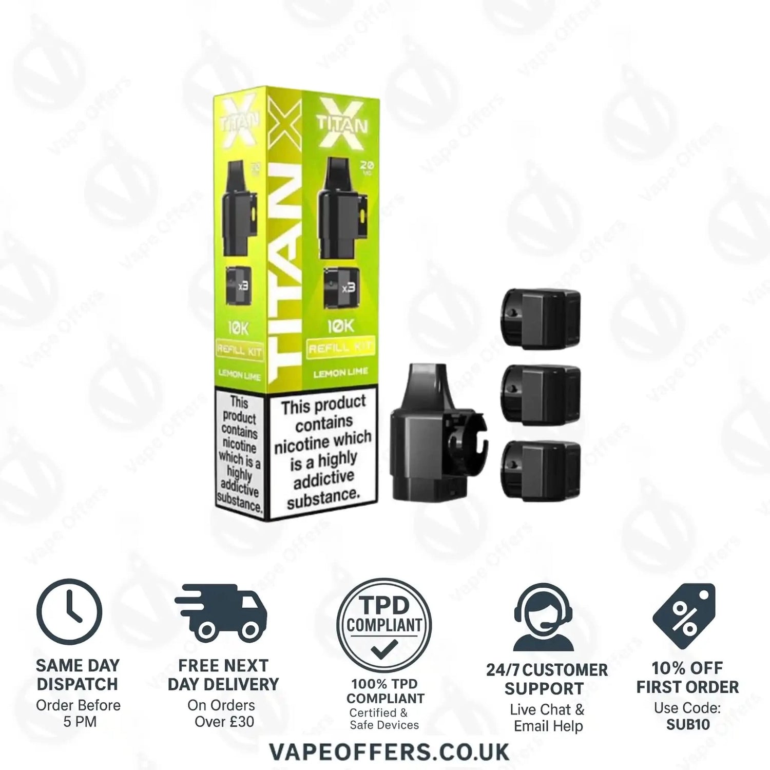 Titan X 10K Puffs Prefilled Pod Lemon Ice 