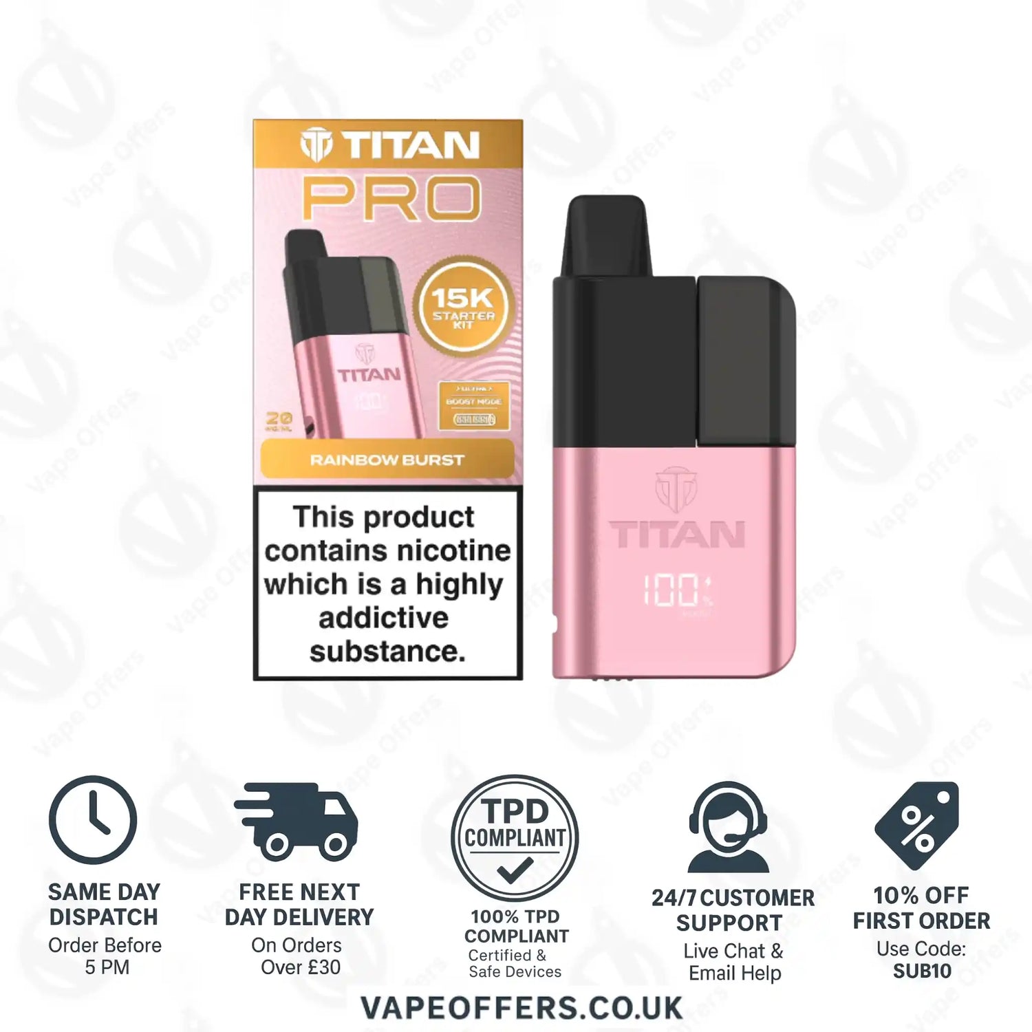 Titan Pro 15K Rainbow Burst Prefilled Pod Kit 