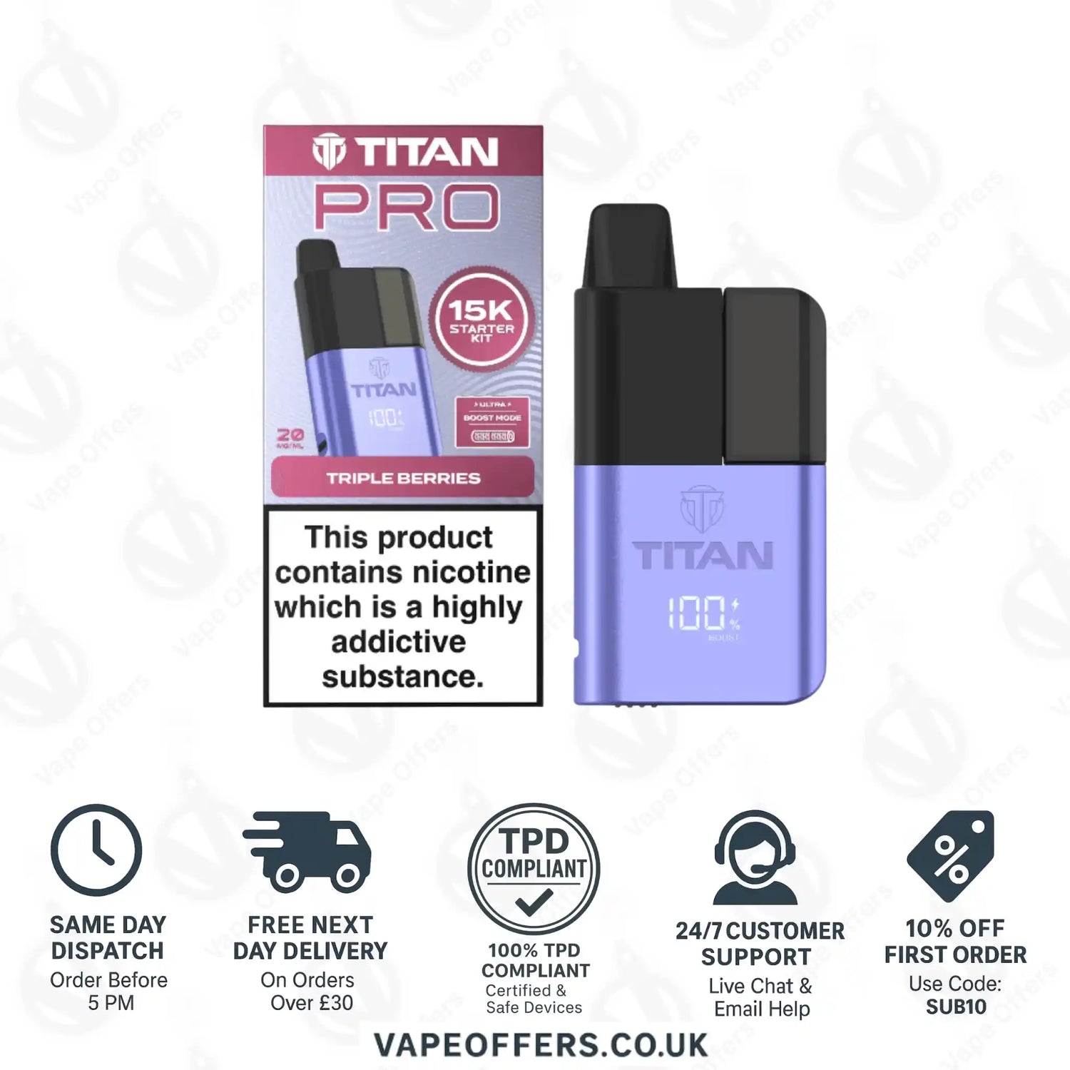 Titan Pro 15K Triple Berries Prefilled Pod Kit 