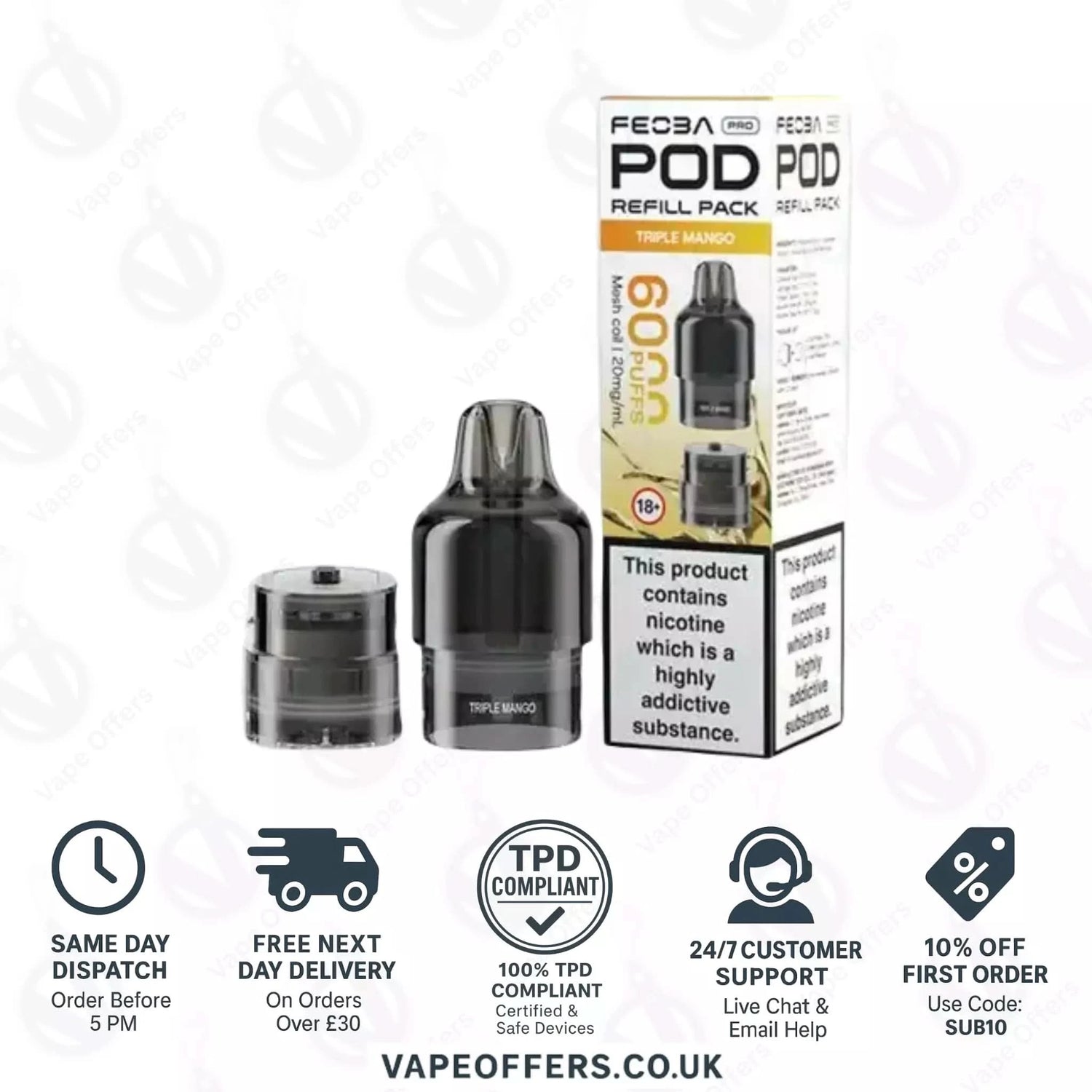 Triple Mango Feoba Pro 6000 Puffs Prefilled Pods 