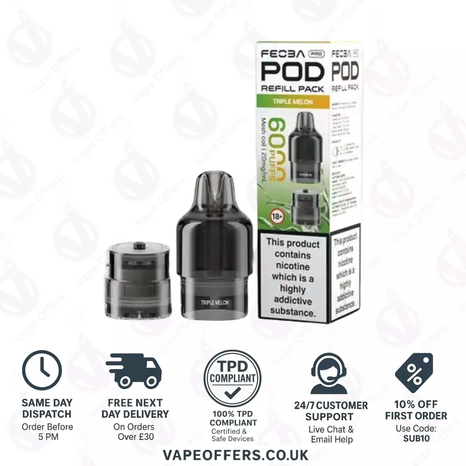 Triple Melon Feoba Pro 6000 Puffs Prefilled Pods 