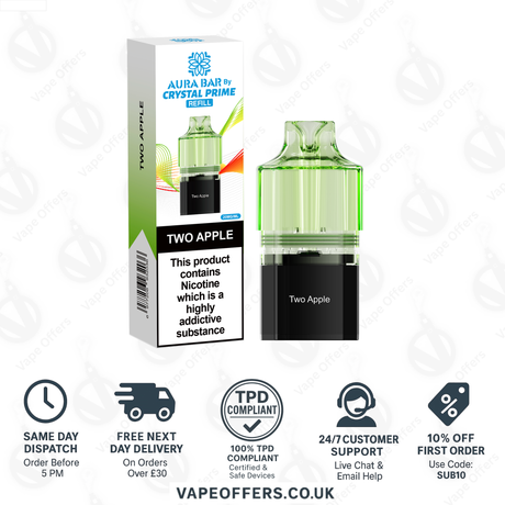 Two Apple Crystal Prime Aura Bar 10k Pod