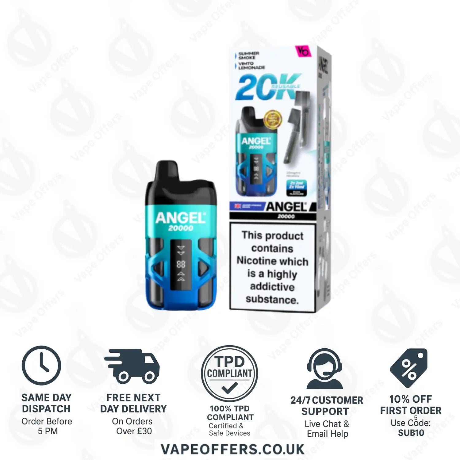 Vapes Bars Angel 20K Prefilled Pod Kit Coastal Fizz Edition 