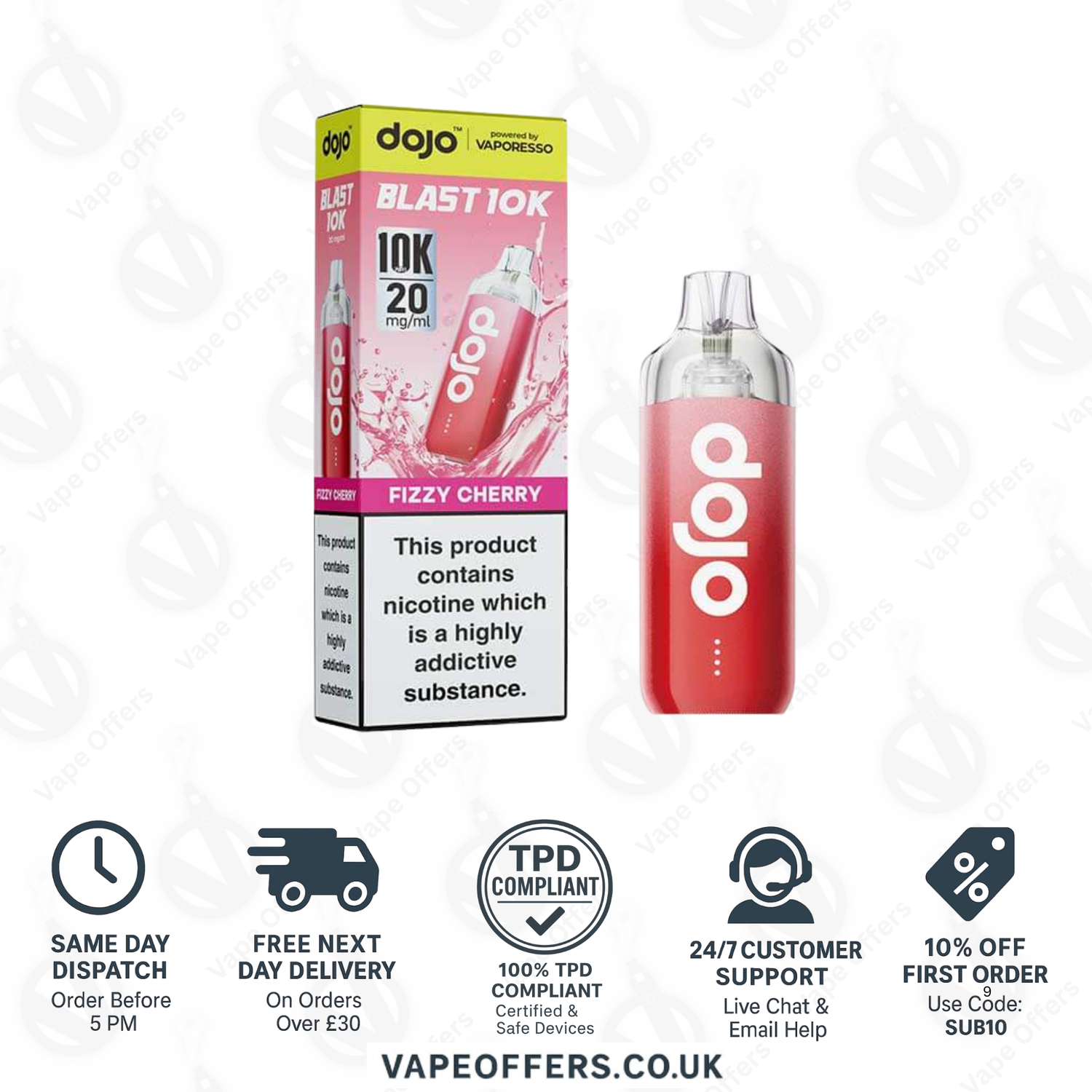 Vaporesso DOJO Blast 10K Prefilled Pod Vape Kit Fizzy Cherry 