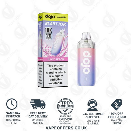 Vaporesso DOJO Blast 10K Prefilled Pod Vape Kit Juicy Peach