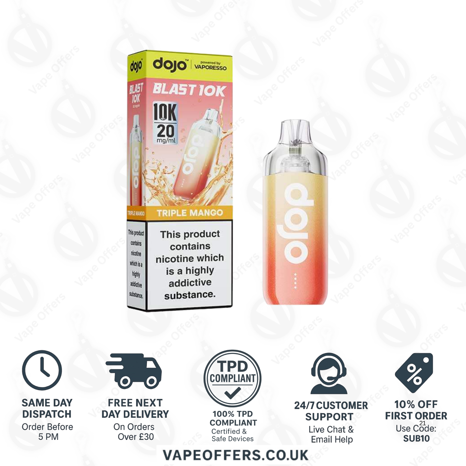 Vaporesso DOJO Blast 10K Prefilled Pod Vape Kit Triple Mango 