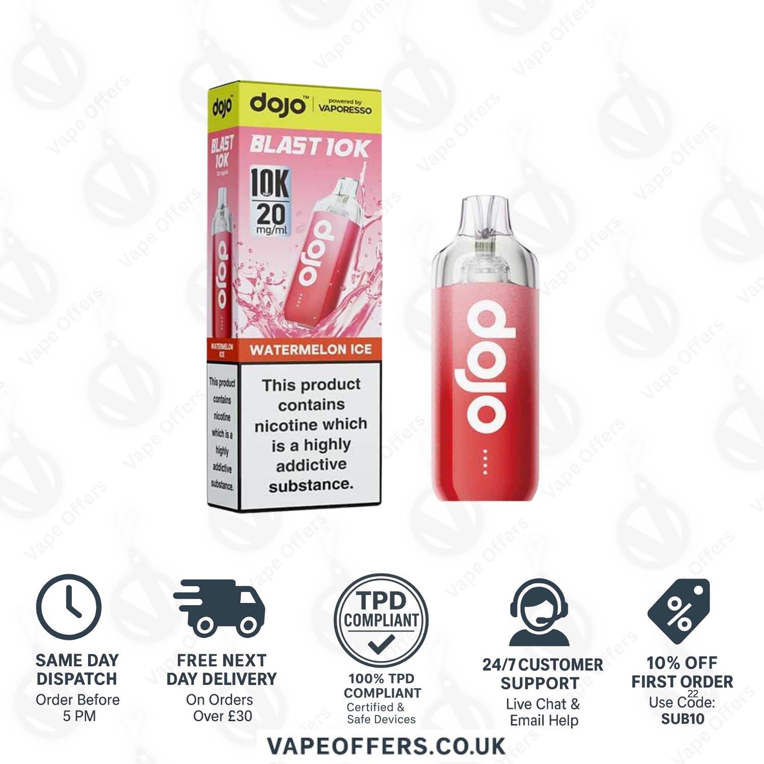 Vaporesso DOJO Blast 10K Prefilled Pod Vape Kit Watermelon Ice 