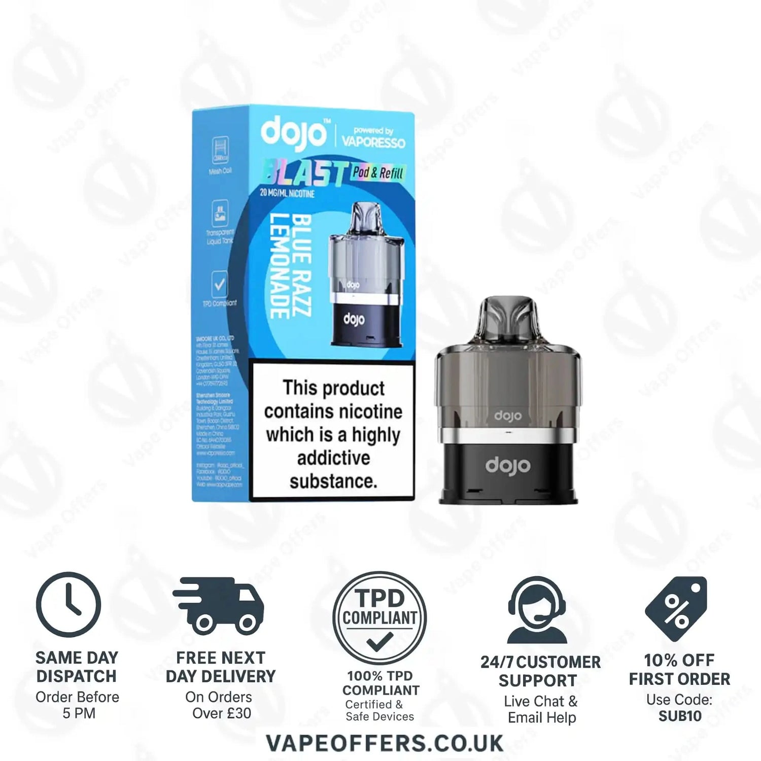 Vaporesso DOJO Blast 6000 Prefilled Pod Blue Razz Lemonade 