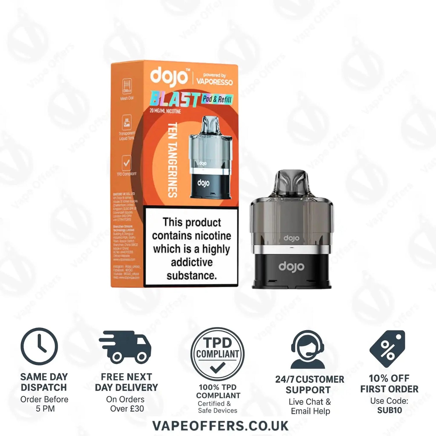 Vaporesso DOJO Blast 6000 Prefilled Pod Ten Tangerines 