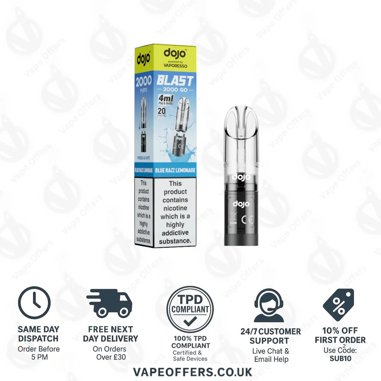 Vaporesso Dojo Blast 2K Go Prefilled Pod Blue Razz Lemonade