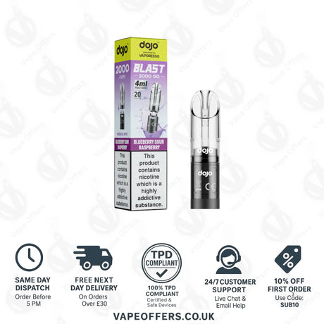Vaporesso Dojo Blast 2K Go Prefilled Pod Blueberry Sour Raspberry