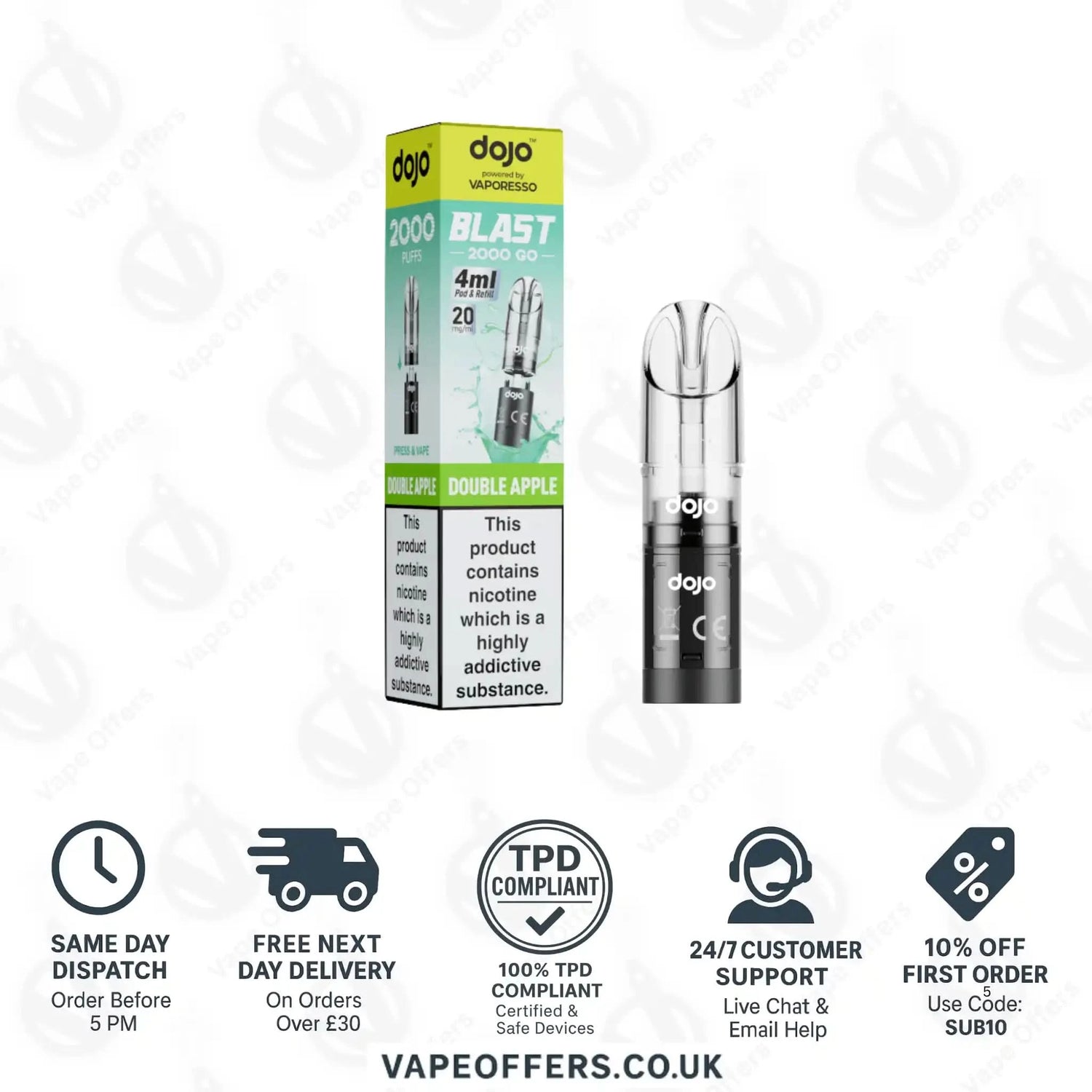 Vaporesso Dojo Blast 2K Go Prefilled Pod Doule Apple 