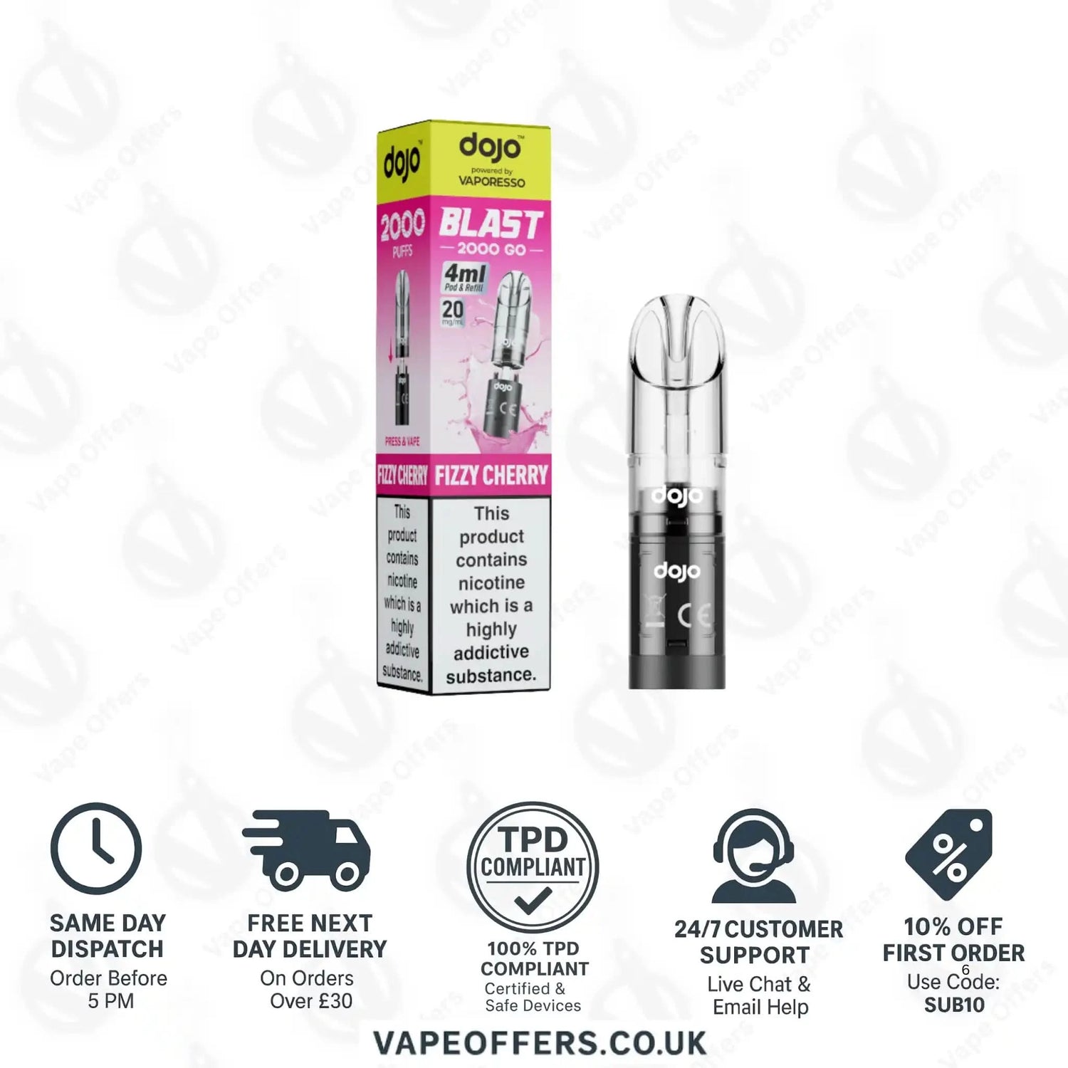 Vaporesso Dojo Blast 2K Go Prefilled Pod Fizzy Cherry 