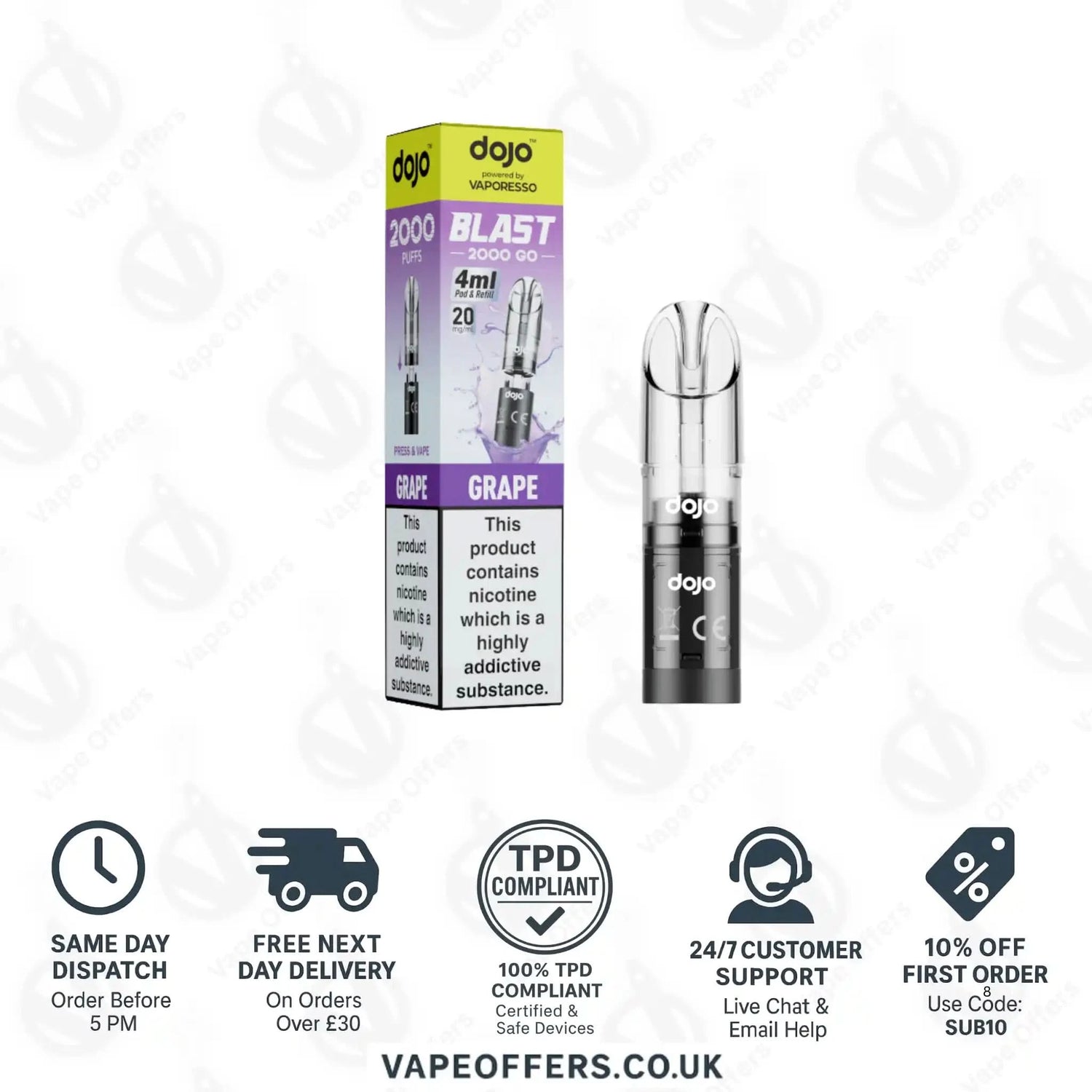 Vaporesso Dojo Blast 2K Go Prefilled Pod Grape 