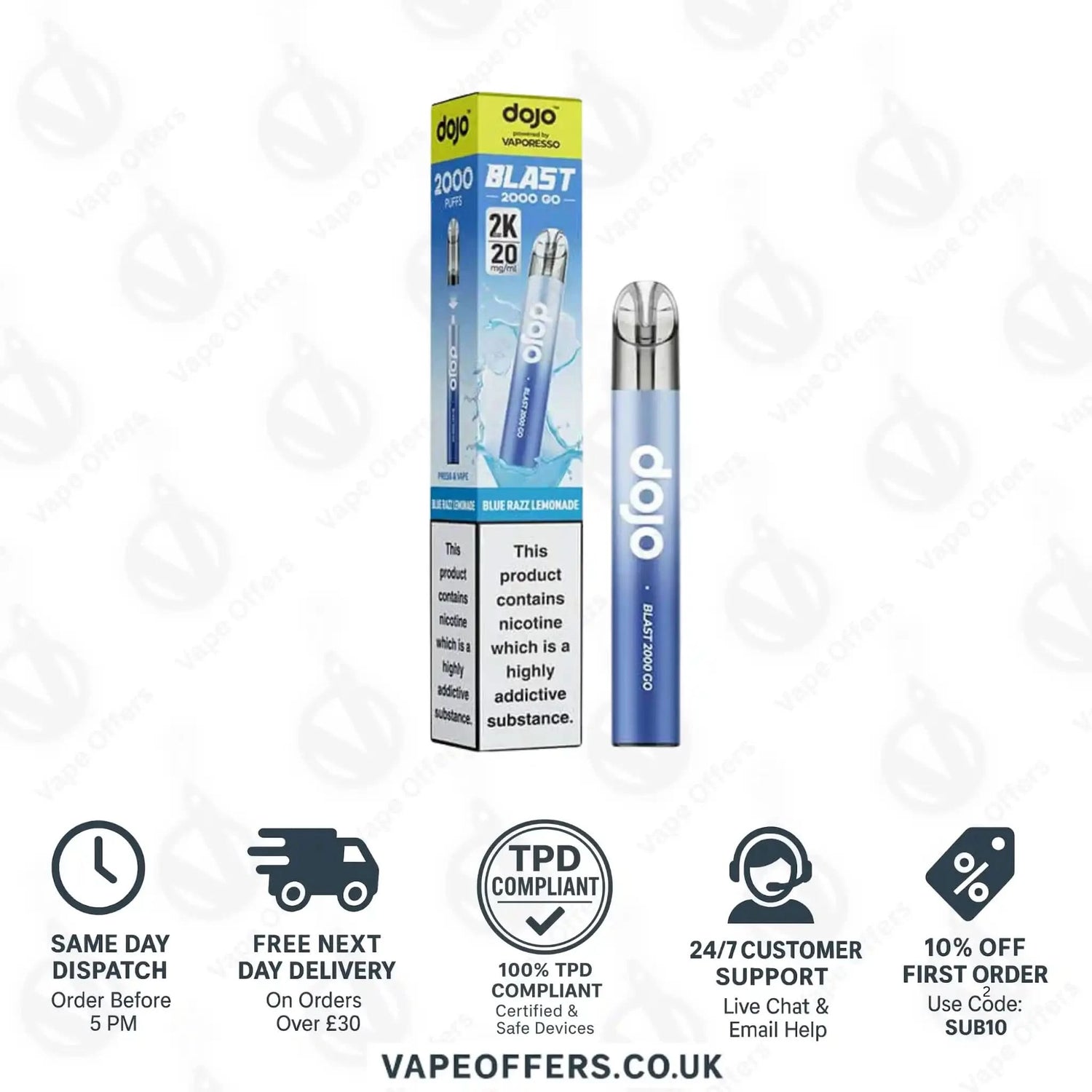 Vaporesso Dojo Blast 2K Go Prefilled Pod Kit Blue Razz Lemonade 