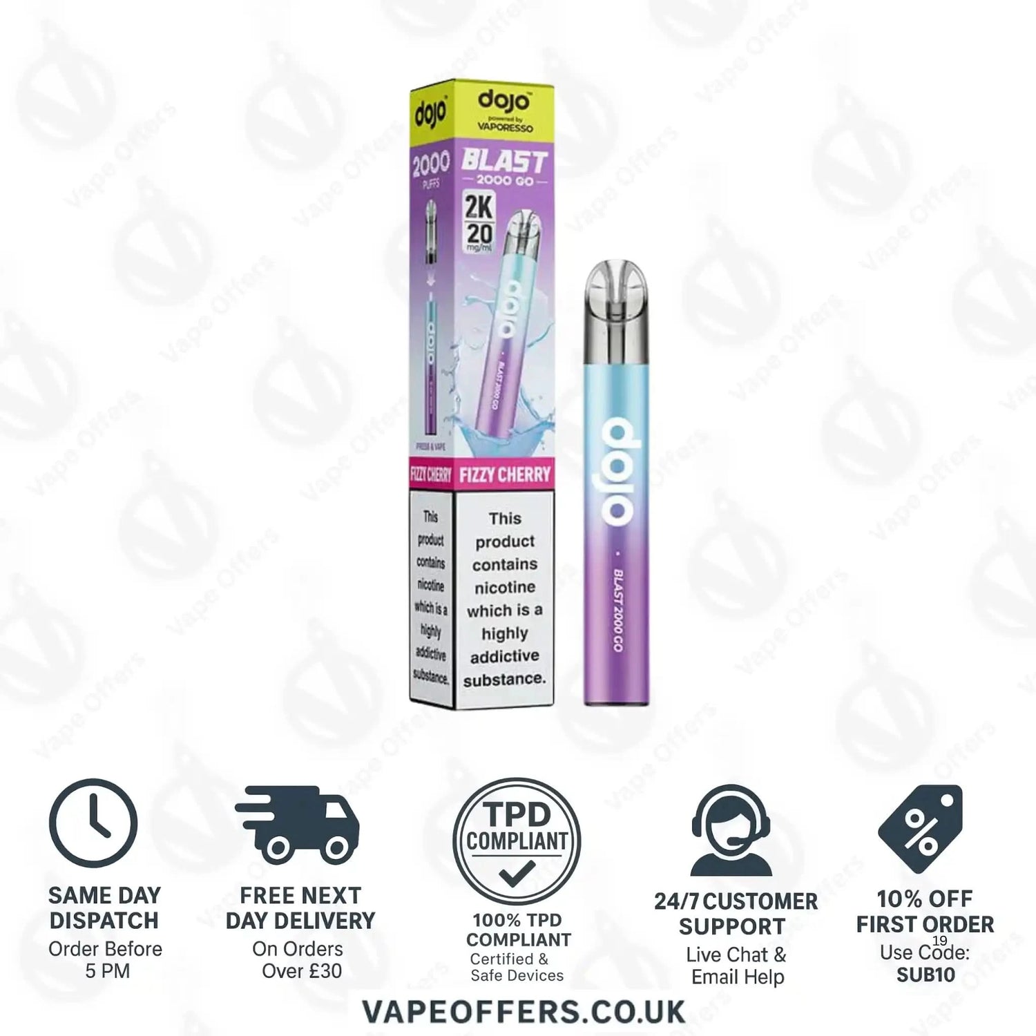 Vaporesso Dojo Blast 2K Go Prefilled Pod Kit Fizzy Cherry 
