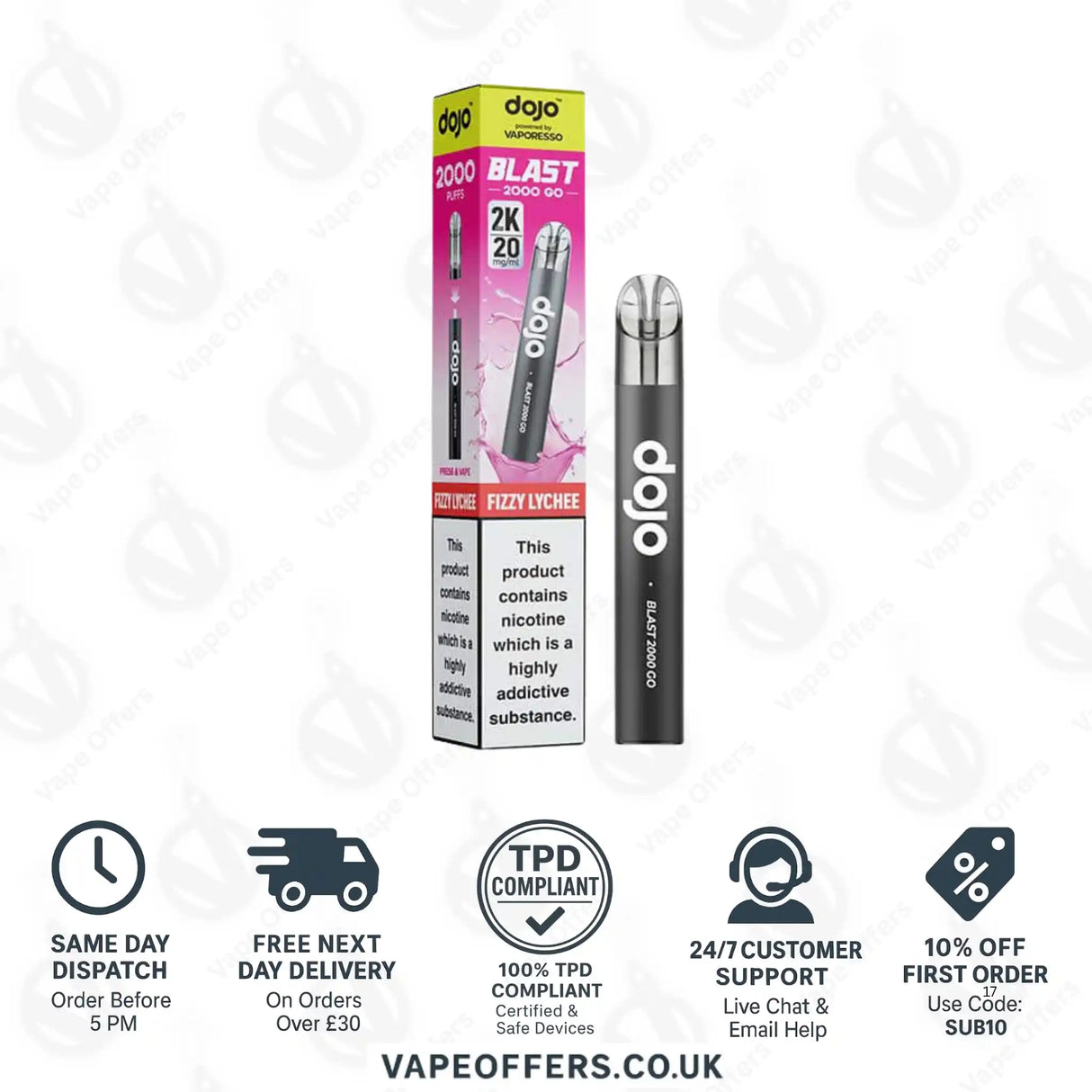 Vaporesso Dojo Blast 2K Go Prefilled Pod Kit Fizzy Lychee