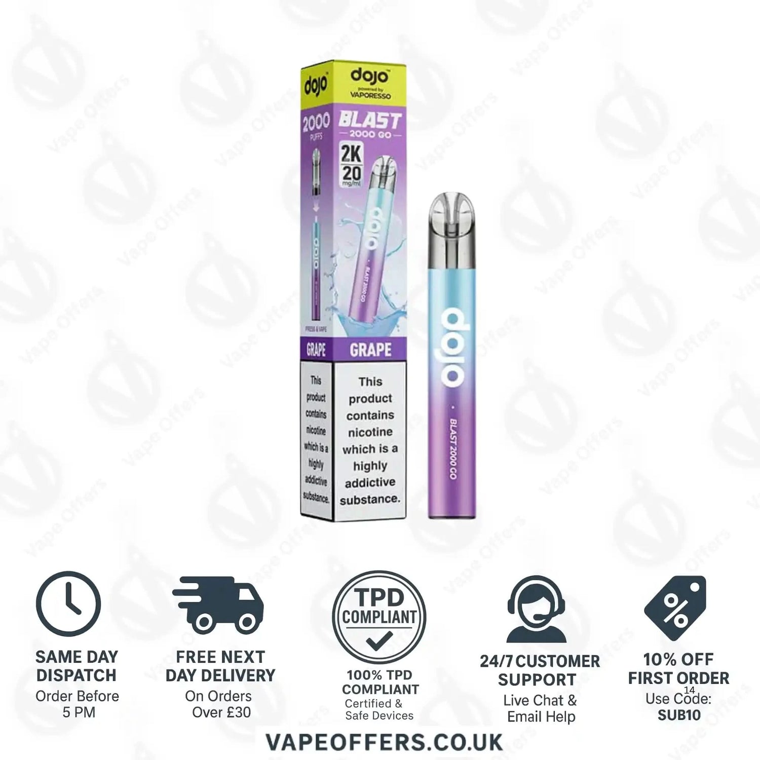 Vaporesso Dojo Blast 2K Go Prefilled Pod Kit Grape 