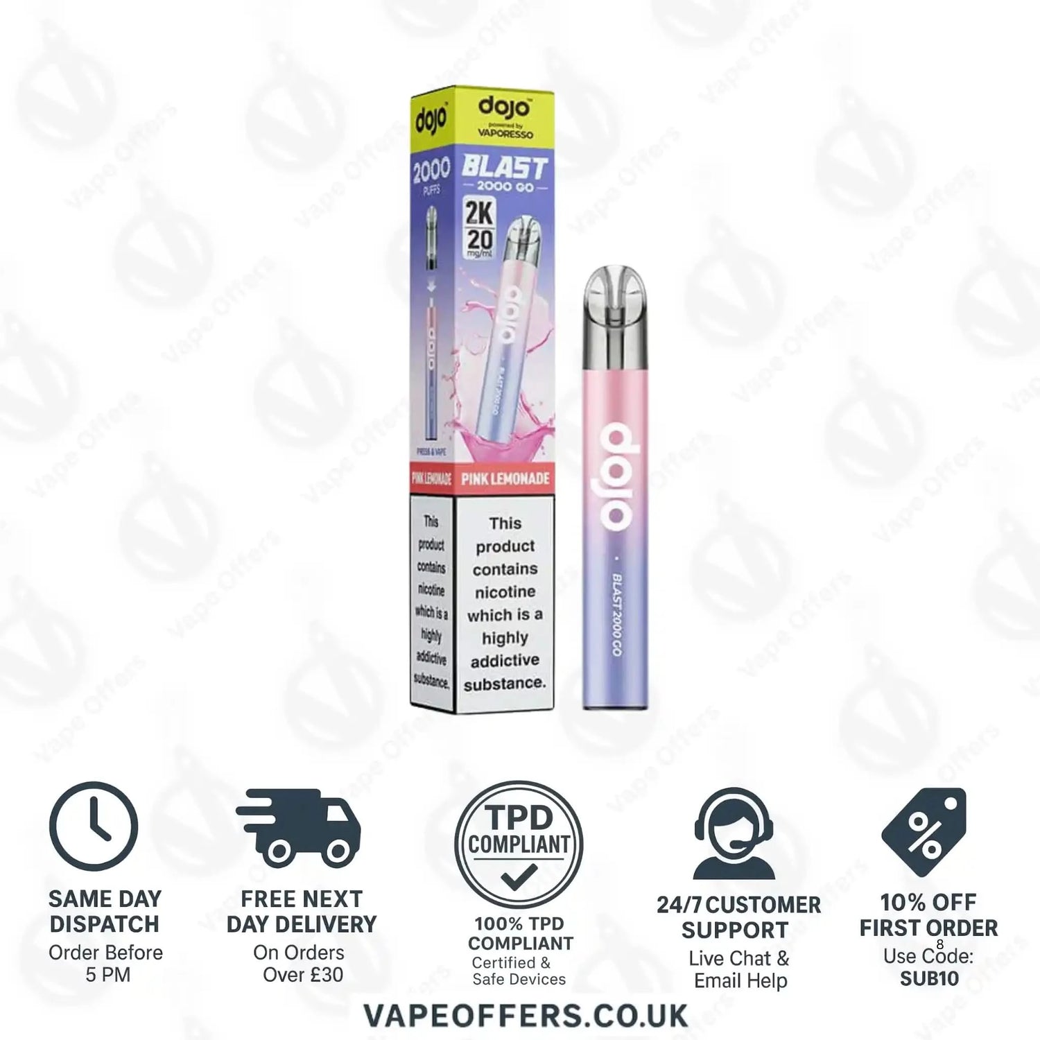 Vaporesso Dojo Blast 2K Go Prefilled Pod Kit Pink Lemonade 