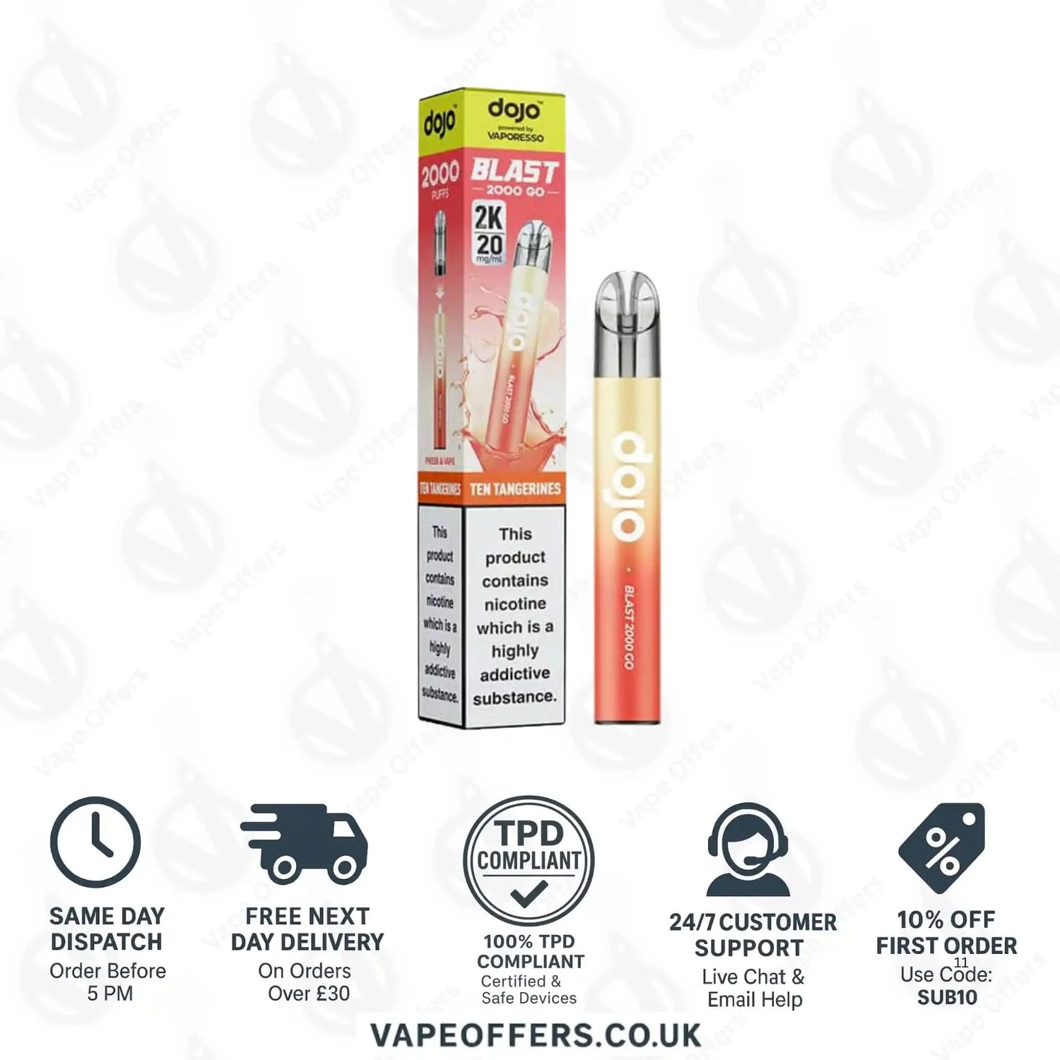 Vaporesso Dojo Blast 2K Go Prefilled Pod Kit Ten Tangerines 