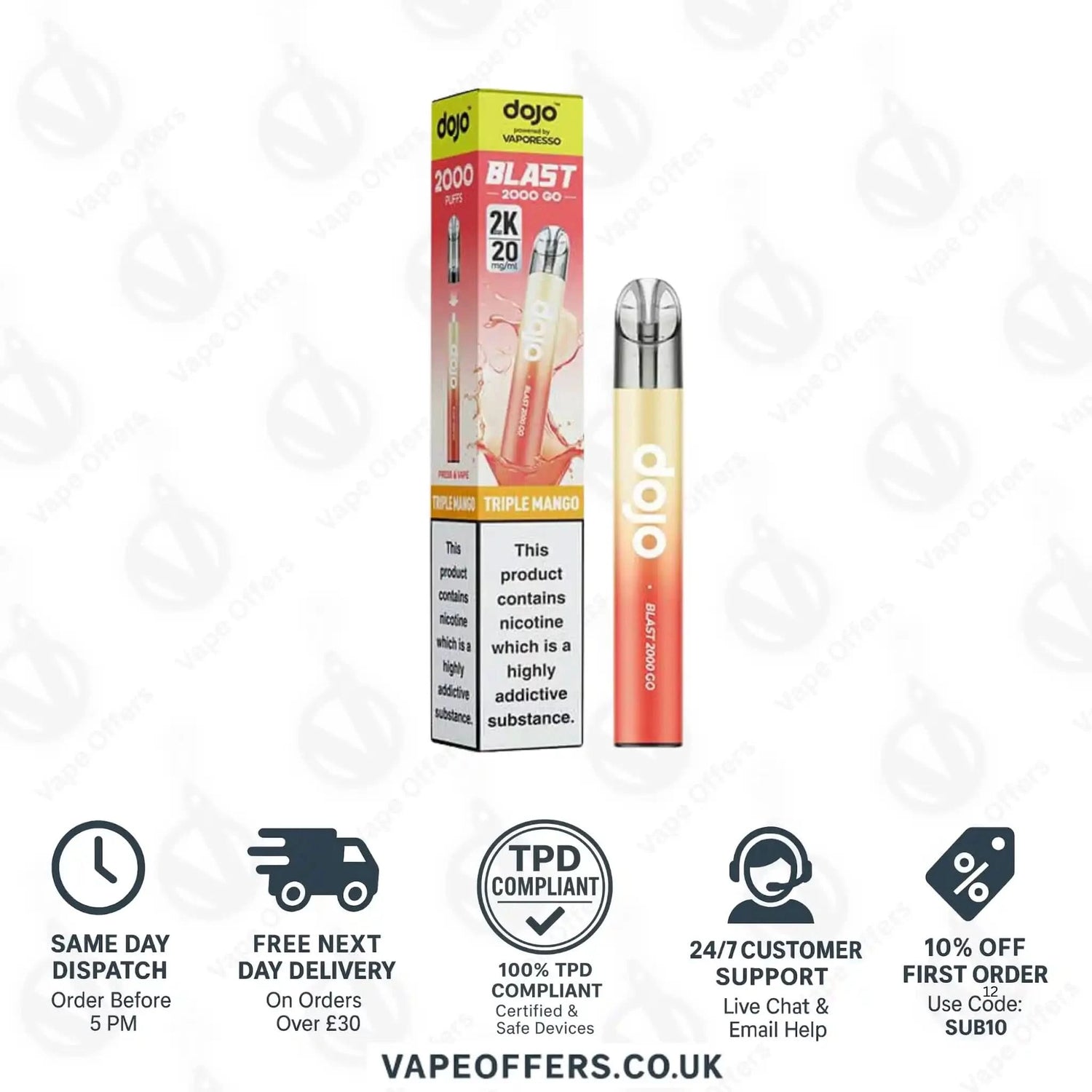 Vaporesso Dojo Blast 2K Go Prefilled Pod Kit Triple Mango 