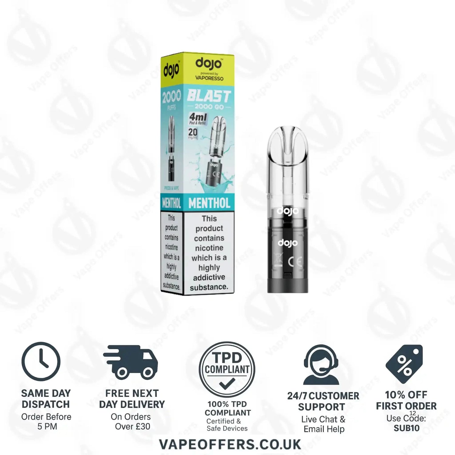 Vaporesso Dojo Blast 2K Go Prefilled Pod Menthol 