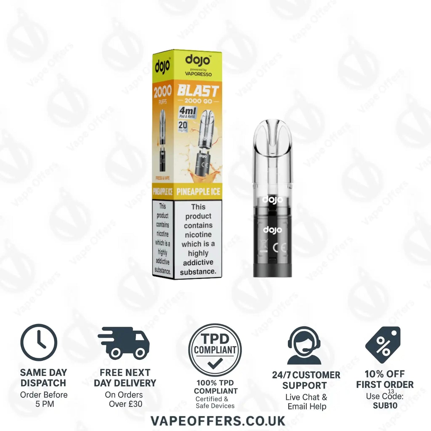Vaporesso Dojo Blast 2K Go Prefilled Pod Pineapple Ice 