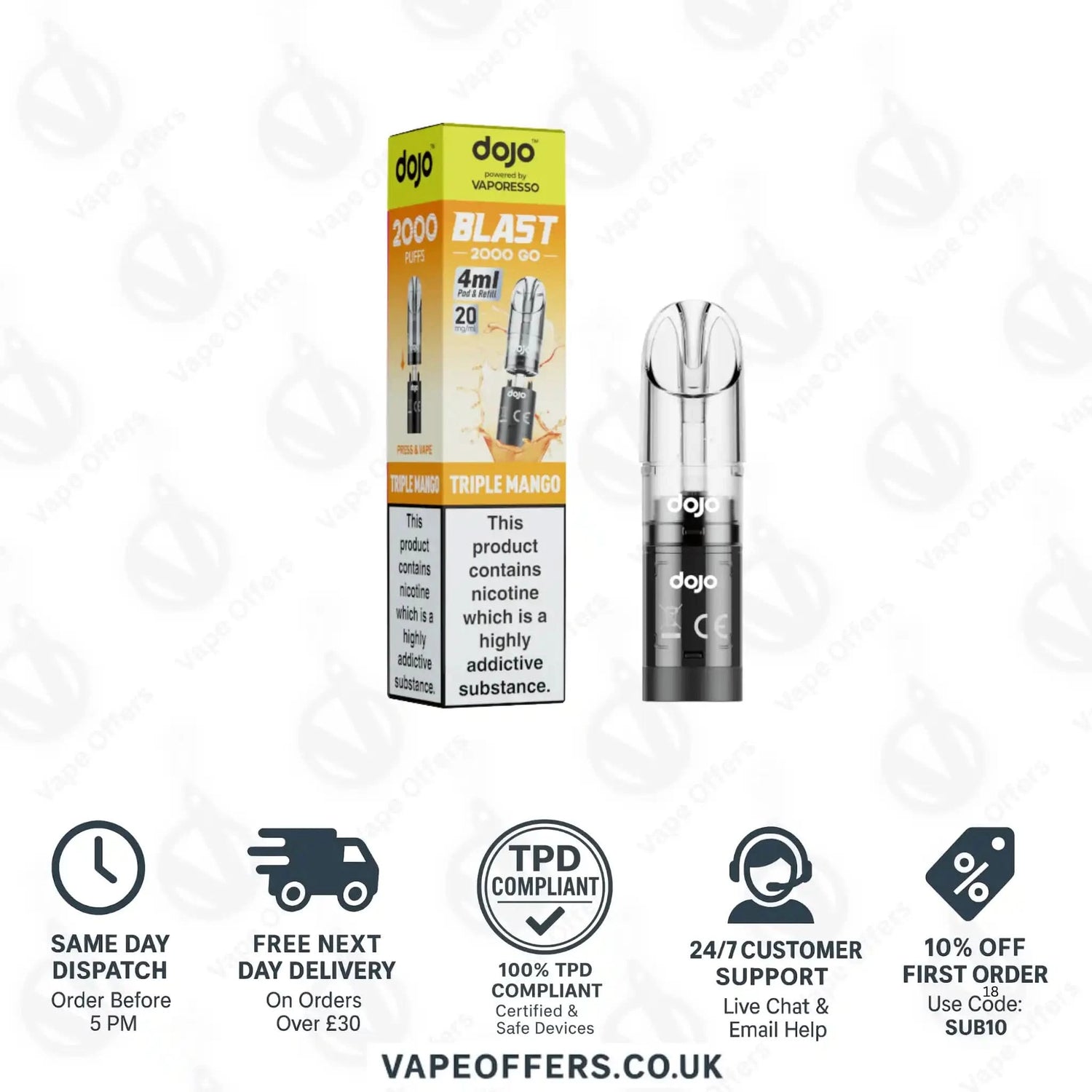 Vaporesso Dojo Blast 2K Go Prefilled Pod Triple Mango 