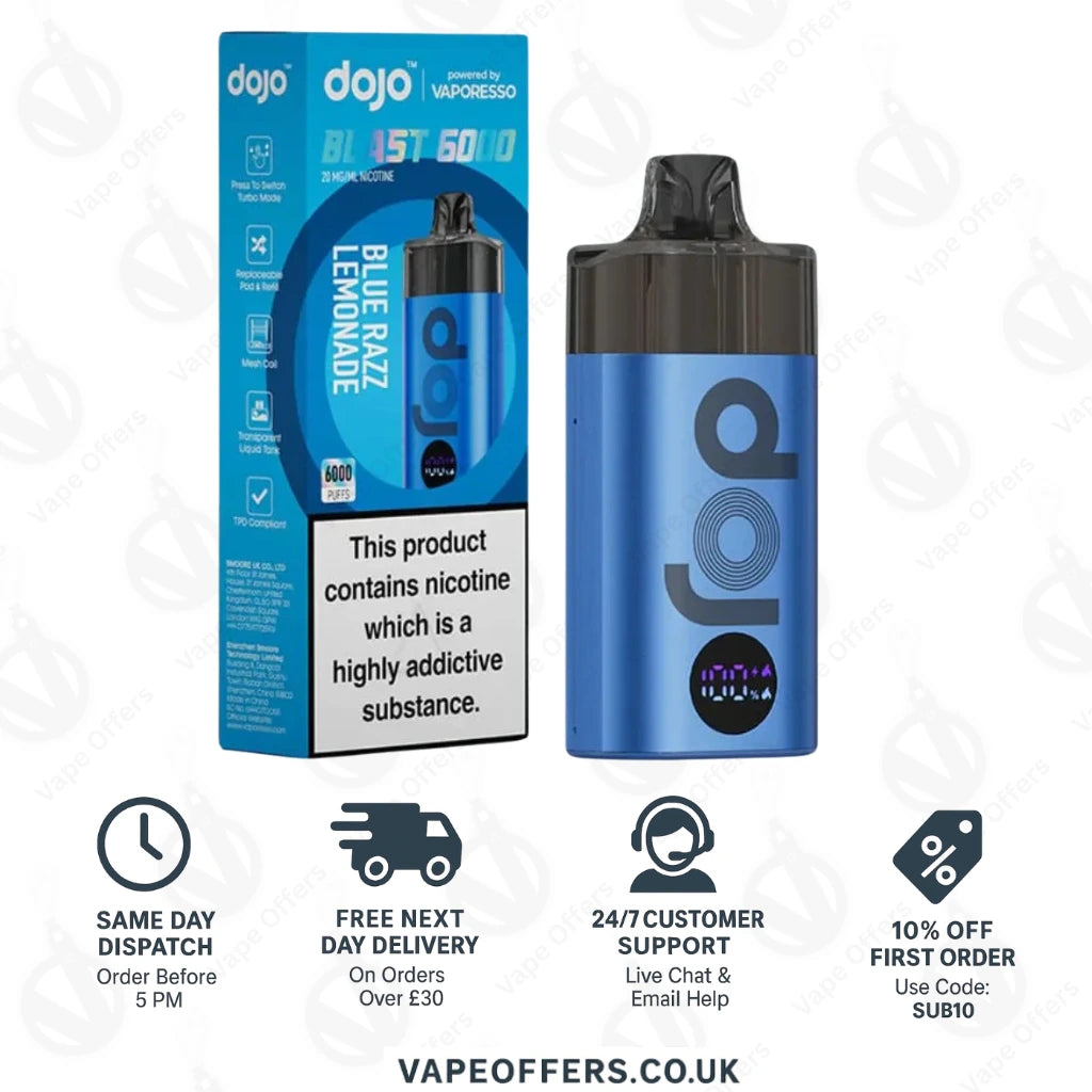 Vaporesso Dojo Blast 6000 Puffs Prefilled Pod Vape Kit - blue razz lemonade