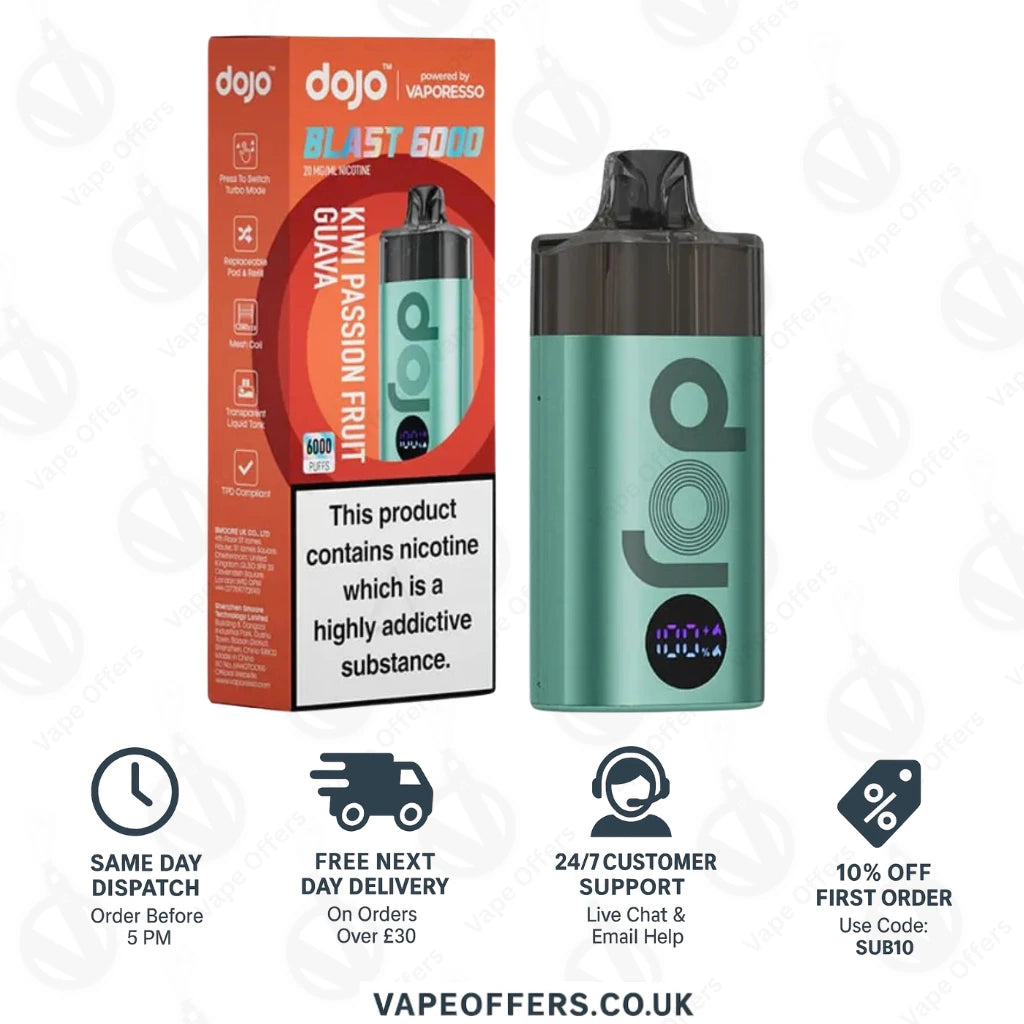 Vaporesso Dojo Blast 6000 Puffs Prefilled Pod Vape Kit - kiwi passion fruit guava