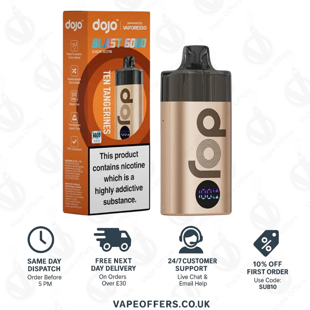 Vaporesso Dojo Blast 6000 Puffs Prefilled Pod Vape Kit - ten tangerines